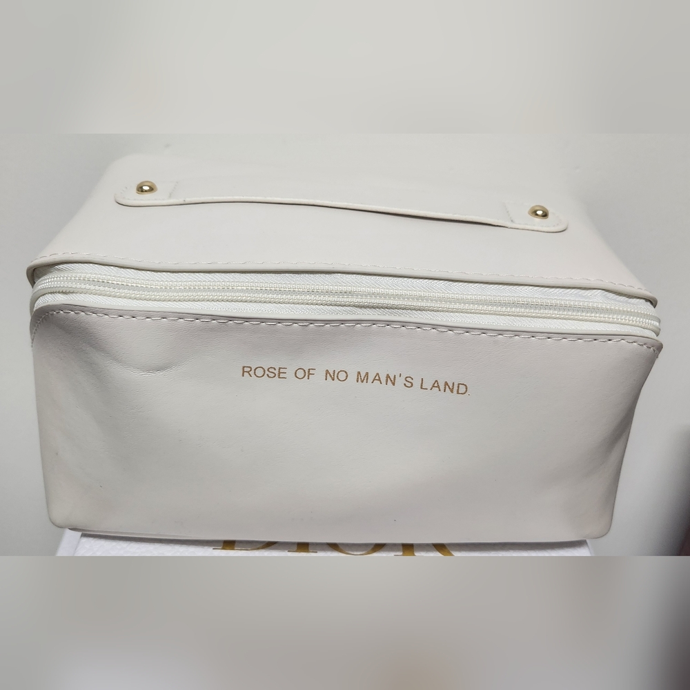Large Vegan Leather Water-Resistant Travel Makeup Bag Clear Zipper Pouch NWOT